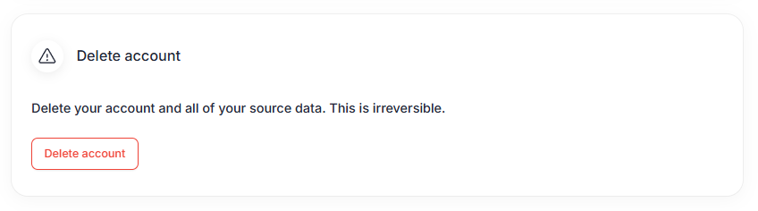 Delete account at the bottom of the page